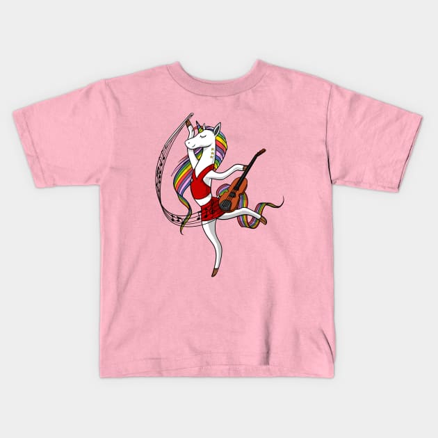 Unicorn Playing Violin Kids T-Shirt by underheaven